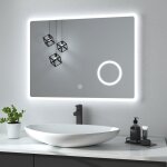 Heilmetz - miroir salle de bain led 80x60 cm avec loupe 3x, anti - bu�e, lumi�re blanche froide 6500k, ...