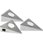 Heitronic - clairage led pour meuble genua jeu de 3 led led int�gr�e 6 w blanc chaud acier inoxydable ...
