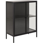 Hellin - buffet 2 portes 80x40x98, 7 cm en verre et m�tal noir - bakos