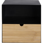 Hellin - chevet suspendu cube en m�tal et bambou 1 tiroir 1 niche - janie