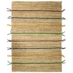 Hellin - color jute - tapis salon en jute avec tresses en laine multicolores 120x170