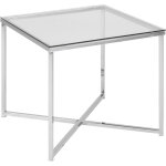 Hellin - table d'appoint carr�e 50x50x45 cm en verre et m�tal chrom�