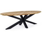 Hellin - table à manger de jardin ovale en teck et métal l240 - cap ferret Hellin - table à manger de jardin ovale en teck et métal l240 - cap ferret