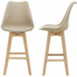Helloshop26 - lot de 2 tabourets de bar siège avec dossier et repose - pied rembourré 105 cm beige Helloshop26 - lot de 2 tabourets de bar siège avec dossier et repose - pied rembourré 105 cm beige