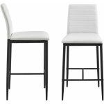 Helloshop26 - lot de 2 tabourets chaises de bar avec pieds en acier et hauteur 66 cm blanc noir