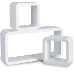 Helloshop26 - lot de 3 cubes modle tagre murale blanc