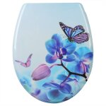 Abattant wc de toilette avec abaissement automatique en duroplastique motif papillon - violet