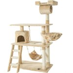 Helloshop26 - arbre  chat griffoir grattoir niche jouet animaux peluch beige 141 cm