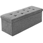 Helloshop26 - banc coffre de rangement pliable tissu gris clair