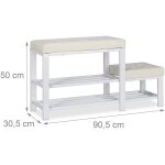 Banc d'entre meuble chaussure banquette tabouret 90, 5 cm blanc
