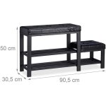 Banc d'entrée meuble chaussure banquette tabouret 90, 5 cm noir Banc d'entrée meuble chaussure banquette tabouret 90, 5 cm noir