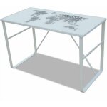 Helloshop26 - bureau table meuble travail informatique rectangulaire avec motif de carte du monde