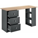 Helloshop26 - bureau table secrtaire poste de travail informatique avec 3 tiroirs 120 cm gris fonc ...