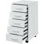 Caisson  roulettes mobile avec 5 tiroirs en mdf 63 cm blanc