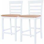 Helloshop26 - lot de deux tabourets de bar design chaise si�ge bois blanc et beige
