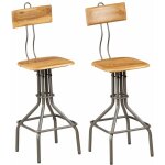 Helloshop26 - lot de deux tabourets de bar design chaise sièges teck recyclé massif Helloshop26 - lot de deux tabourets de bar design chaise sièges teck recyclé massif