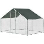 Enclos extrieur volire cage pour animaux avec serrure armature acier galvanis 3 x 2 x 2 m argent vert ...
