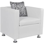 Fauteuil chaise sige lounge design club sofa salon cuir synthtique blanc