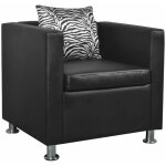 Fauteuil chaise siège lounge design club sofa salon cuir synthétique noir Fauteuil chaise siège lounge design club sofa salon cuir synthétique noir