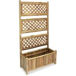 Helloshop26 - jardini�re lit sur�lev� plantes fleurs jardin avec treillis bambou 70 cm