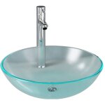 Lavabo vasque salle de bain diamtre 42 cm avec robinet et drain  poussoir verre tremp