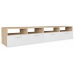 Helloshop26 - meuble tl buffet tv tlvision design pratique agglomr 95 cm chne et blanc