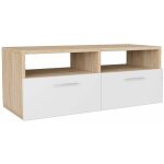Helloshop26 - meuble t�l� buffet tv t�l�vision design pratique agglom�r� 95 cm ch�ne et blanc