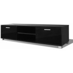 Helloshop26 - meuble t�l� buffet tv t�l�vision design pratique � haute brillance noir 140 cm