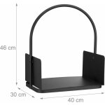 Helloshop26 - panier de rangement pour bois de chauffage porte - bches en acier avec poign noir