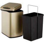 Helloshop26 - poubelle cuisine couvercle automatique avec rcipient sceau 12 litres dor