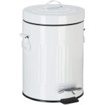 Poubelle � p�dale vintage cuisine salle de bain en m�tal 5 litres blanc