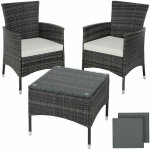 Helloshop26 - salon de jardin rotin r�sine tress� synth�tique 2 places avec 2 sets de housses gris