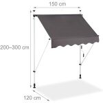 Store banne t�lescopique de balcon manivelle hauteur r�glable r�sistant uv polyester acier 150 x 120 ...