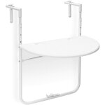 Helloshop26 - table de balcon pliante pliable 3 niveaux rglable blanc