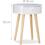 Helloshop26 - table basses d'appoint ronde  tiroir nordique bois de pin blanc