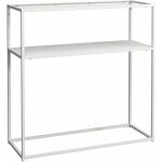 Helloshop26 - table console m�tal verre tremp� 80 x 80 x 30 cm blanc transparent