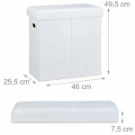 Helloshop26 - tabouret banc banquette pouf de rangement pliable pliant 50 litres blanc