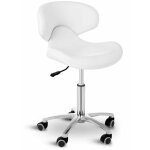 Helloshop26 - tabouret sige chaise  roulettes vrin de gaz avec dossier blanc