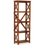 Helloshop26 - tagre armoire meuble design bibliothque bois massif d'acacia 160 cm