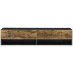 Helloshop26 - tagre murale design  2 portes meuble support tv rangement 140 cm noir chne fonc