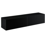 Helloshop26 - tagre murale design meuble support tv avec 2 tiroirs 140 cm noir brillant