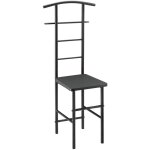 Valet de chambre porte vêtements de nuit solide en métal mdf 107 cm noir gris Valet de chambre porte vêtements de nuit solide en métal mdf 107 cm noir gris