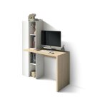 Bureau, collection nelle, avec �tag�res et armoire en m�lamine. ch�ne clair - blanc