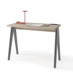 Bureau, modle colmar, en mlamine avec pieds en htre massif laqus. chne clair et gris