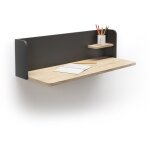Bureau mural, mod�le valencia, en m�lamine. ch�ne clair - graphite