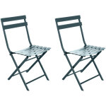 Hesperide - lot de 2 chaises de jardin métal pliante greensboro bleu canard - hespéride Hesperide - lot de 2 chaises de jardin métal pliante greensboro bleu canard - hespéride