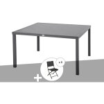 Hesperide - table de jardin carre piazza 8 places graphite avec 8 chaises modula - hespride
