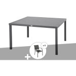Hesperide - table de jardin carre piazza 8 places graphite avec 8 fauteuils piazza - hespride