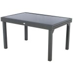 Hesperide - table de jardin extensible piazza anthracite & graphite 10 places en aluminium trait poxy ...