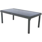 Hesperide - table de jardin extensible piazza anthracite & graphite 12 places en aluminium trait poxy ...